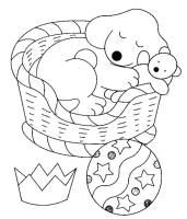 A coloring page of spot the dog
